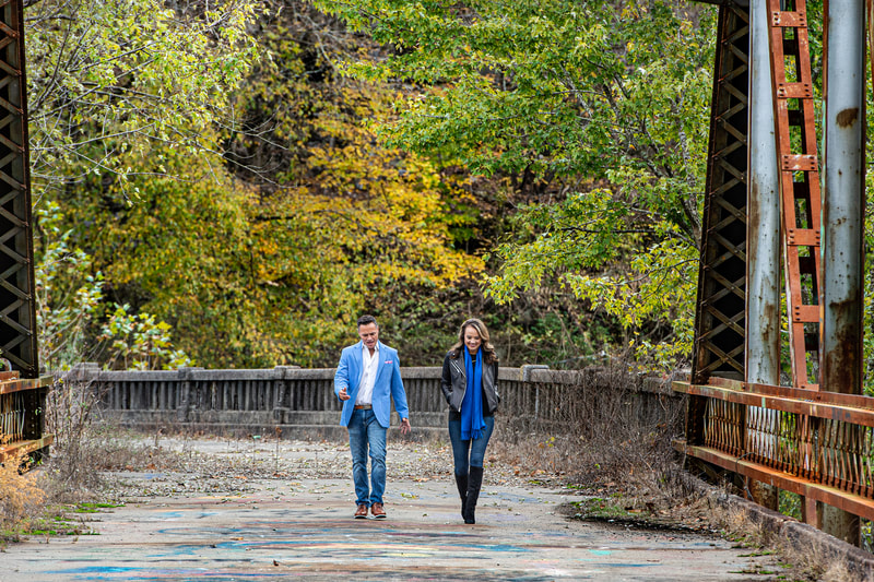 Lee and Hayley taking a walk in the fall.